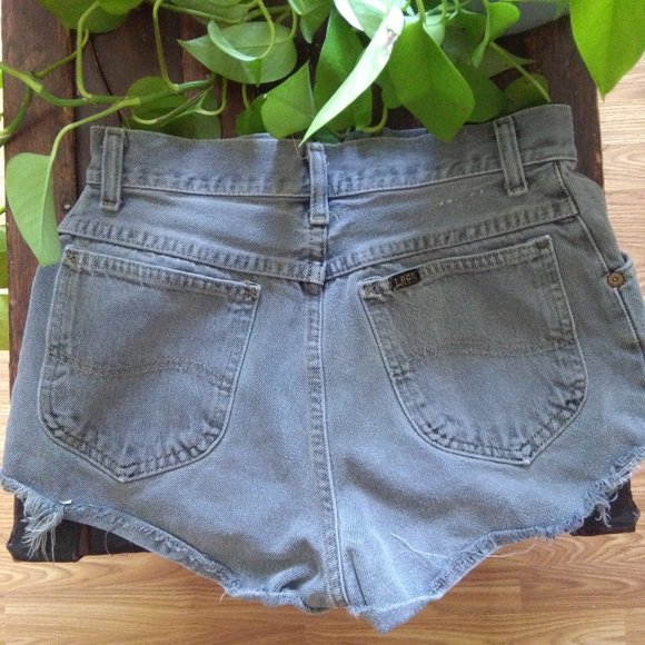 Vintage Distressed Grey Denim Shorts - Picture 2 of 5
